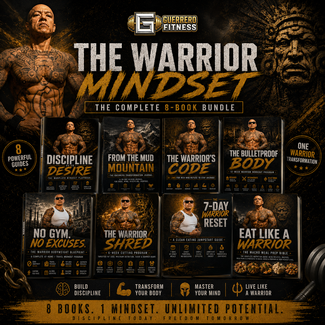 The Warrior Mindset — the complete 8-book Guerrero Fitness bundle included with Gladiator membership